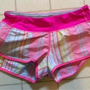 lululemon athletica Pink Multi-Stripe Athletic Shorts size 4 hottie hots